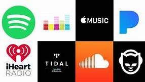 Music streaming services logo, napster, spotify, soundcloud, iheart radio, pandora, apple music, tidal