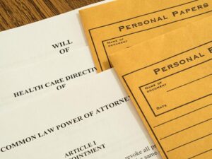 estate and will paperwork on table
