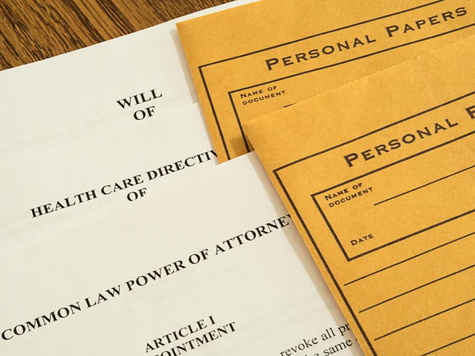 estate and will paperwork on table