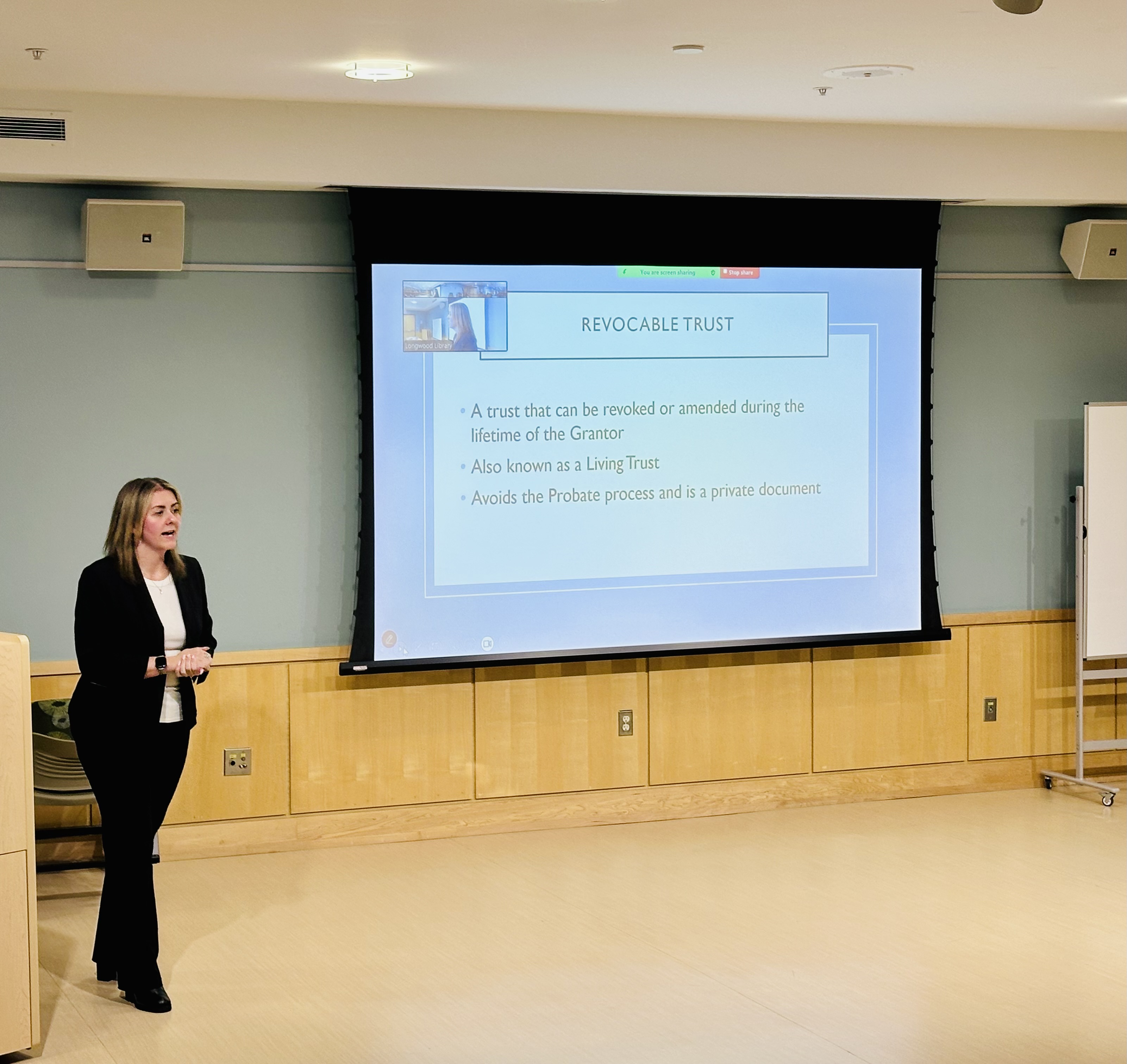 Pictured above: Attorney Christina Russo delivers an Estate Planning Presentation at Longwood Public Library